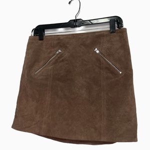 BlankNYC Brown Suede Mini Skirt with Zip Up Pockets size 29